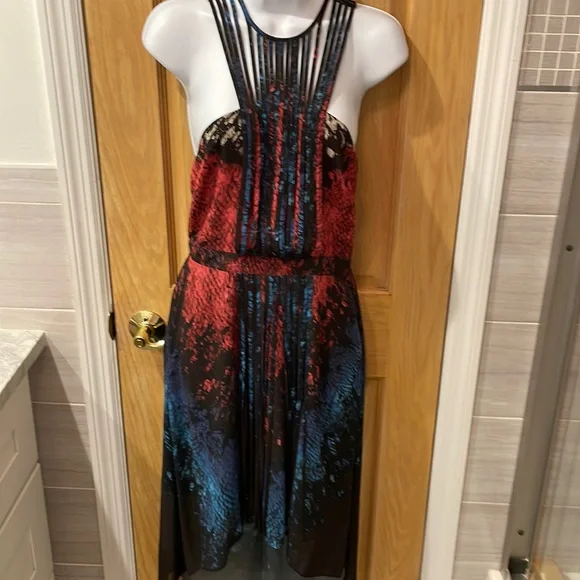 blue and red fringe dress Blue Zone | Knit Long Sleeve Fringe Midi Dress